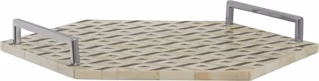 Orsina Geometric Hexagon Tabletop Tray in White, Black and Silver