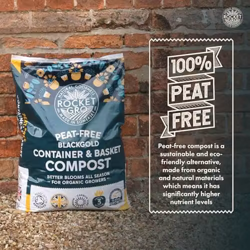 RocketGro Container and Basket Compost Peat-Free Superior Blend, 20L Organic Bio-active Potting Soil with Added Organic Fertiliser – 5