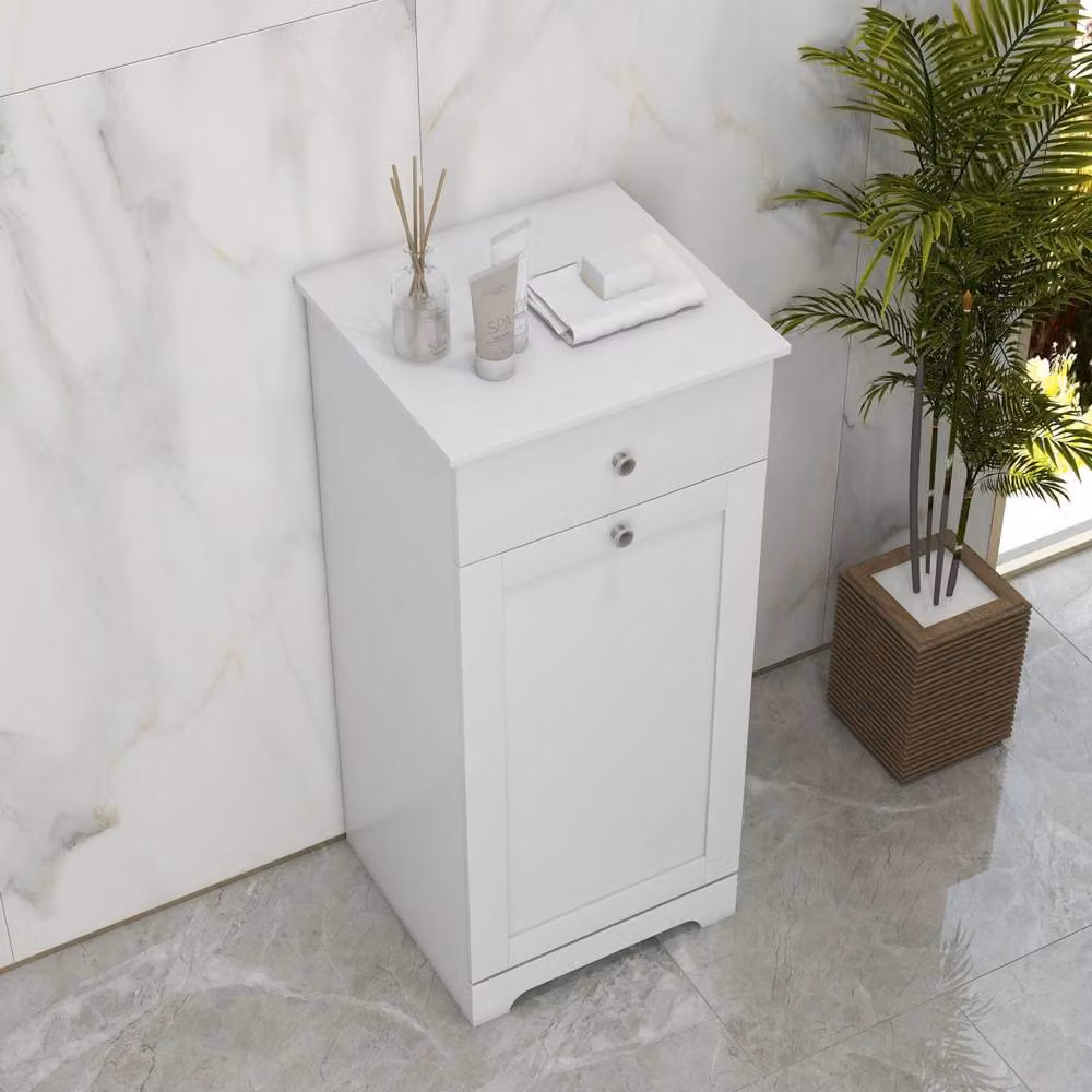 Wyld Haus Faratti White Single Tilt Out Hamper Laundry Cabinet W: 40 cm, D: 40 cm, H: 90.5 cm – 4