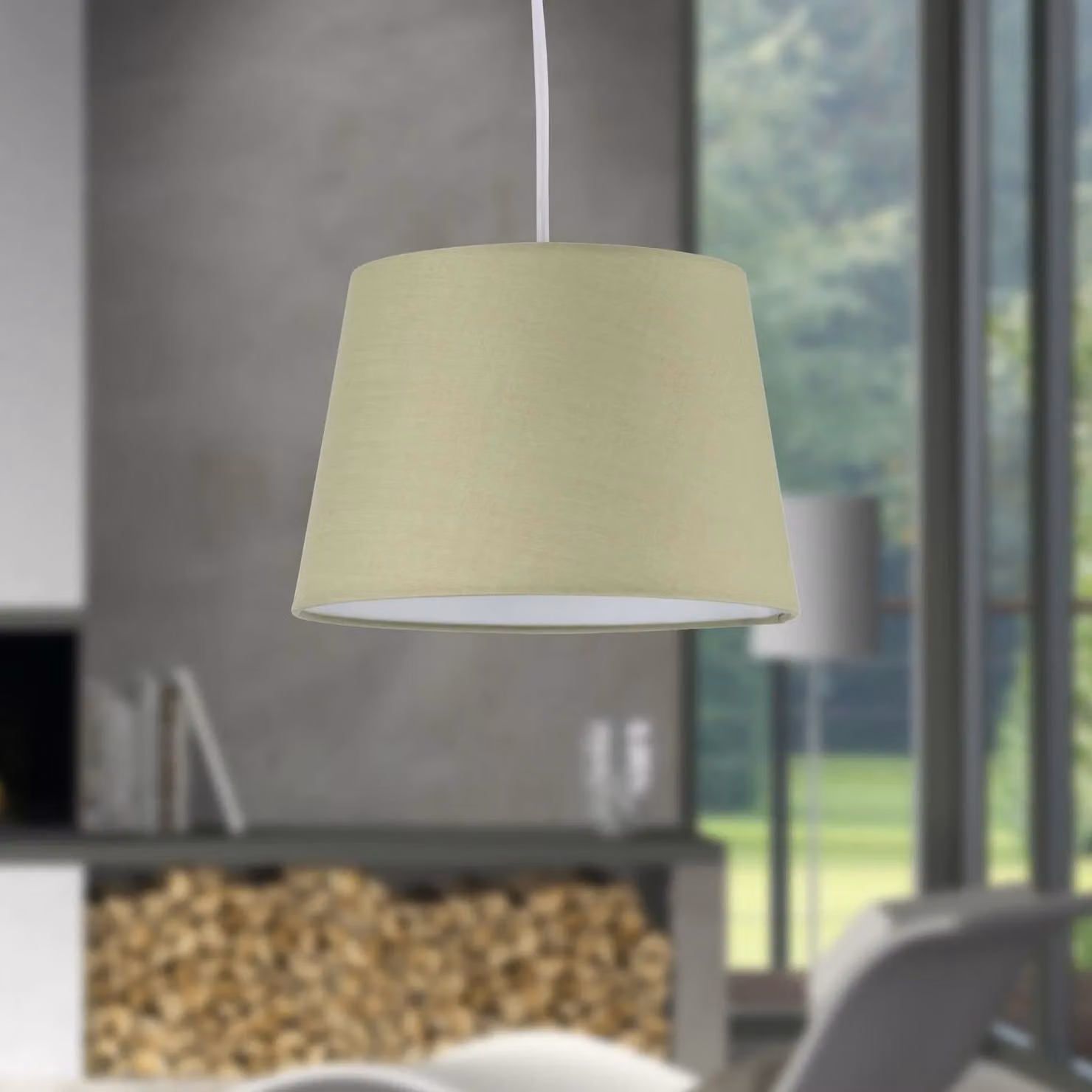 First Choice Lighting Green Cotton Tapered Cylinder Pendant Lamp Shade, Diameter: 23 cm – 3