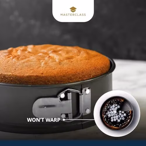 MasterClass Non-Stick Carbon Steel Springform Loose Base Cake Tin, Grey, Diameter: 20 cm – 5
