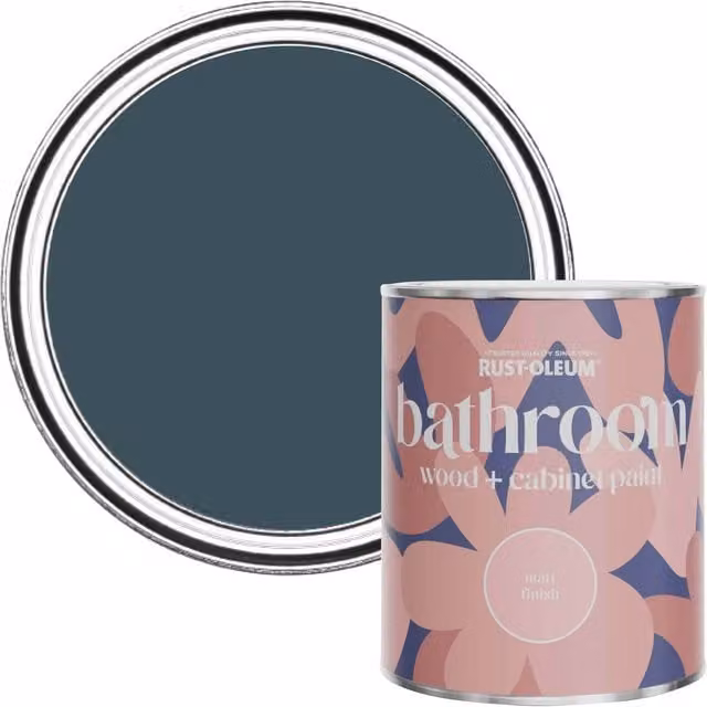 Rust-Oleum Moisture Resistant Bathroom Wood and Cabinet Paint in Matt Finish, Blue, 0.75 l – 1
