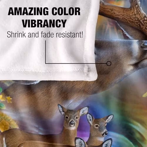 JQ Licensing Forest Stream Deer and Butterflies Super Soft Silky Touch Fleece Throw Blanket in White, W/D/H: 152 x 127 cm – 3