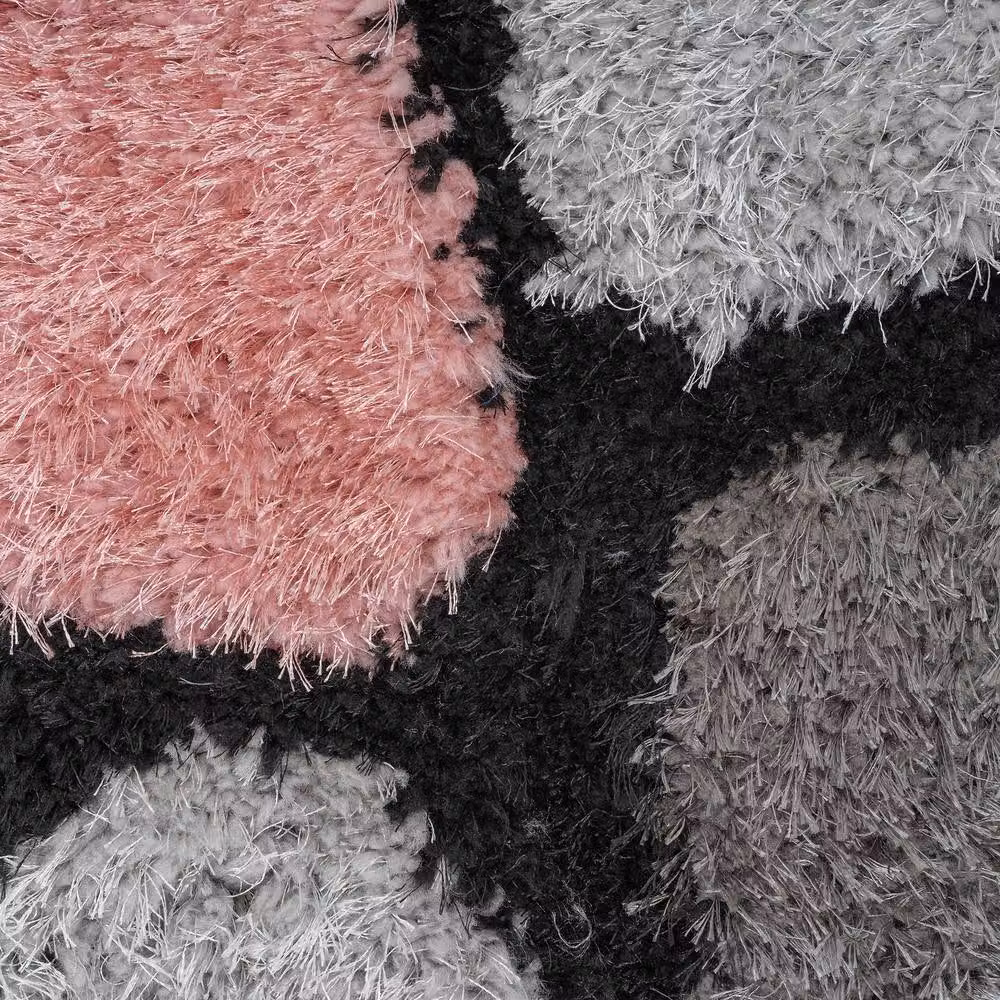 Home Republic Pebbles Carved Shaggy Textured Fluffy Rug in Pink, W: 240 cm, D: 330 cm – 3