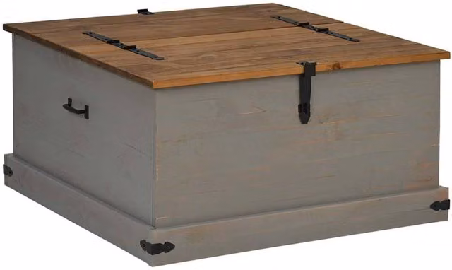 Berkfield Home HALDEN Storage Chest in Grey Solid Pine Wood, W/D/H: 91 x 91 x 47 cm