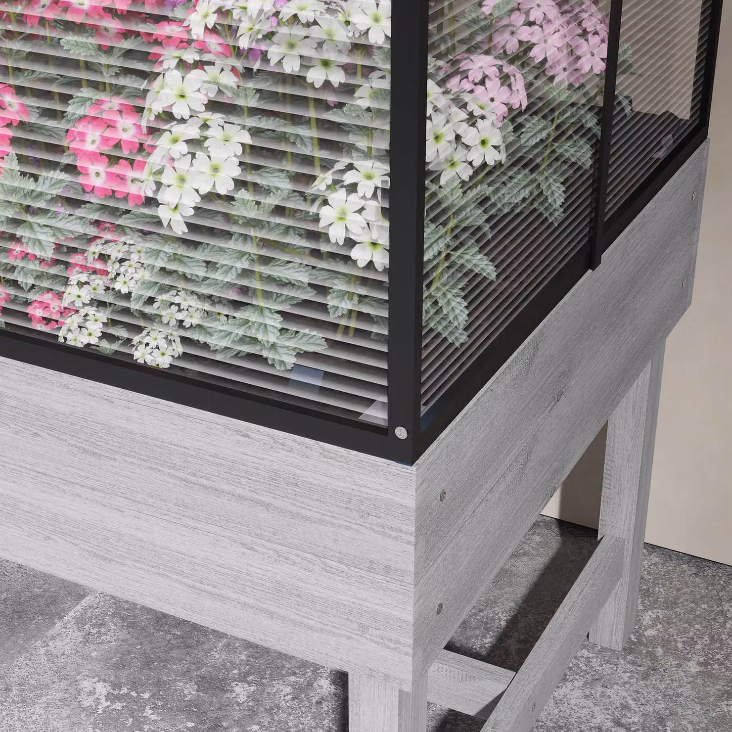 Outsunny Elevated Wood Raised Garden Bed with Mini Polycarbonate Greenhouse, Distressed Grey, W/D/H: 120 x 60 x 103 cm – 5