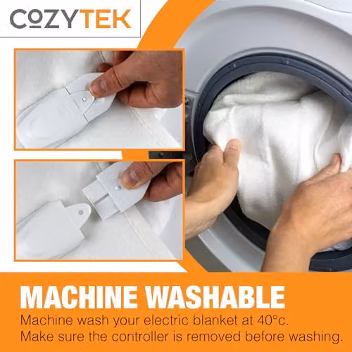 Cozytek Double Electric Blanket in White, Polyester with 3 Heat Settings and Detachable Control, W/D/H: 140 x 200 cm – 4