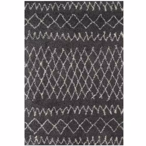 THE RUGS Moroccan Design Shaggy Rug in Grey and White, W/D/H: 150 x 80 x 1 cm – 5
