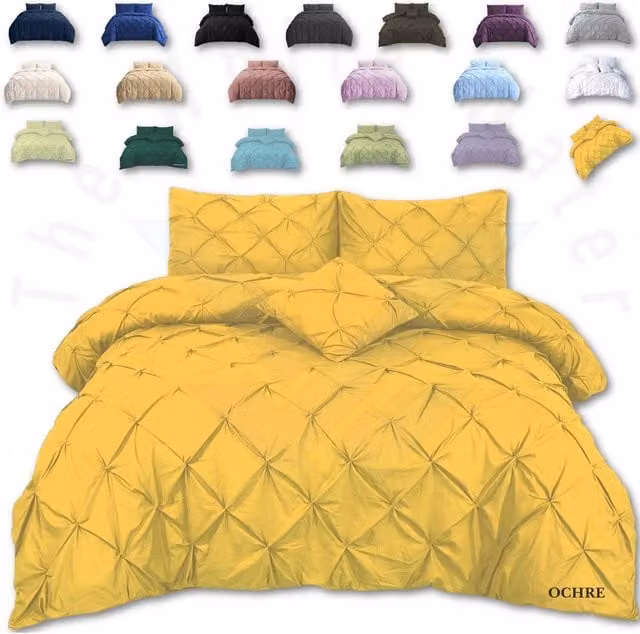 TheWhiteWater Limited Yellow Cotton Polyester Duvet Cover and Pillowcase Set, W: 140 cm, L: 200 cm