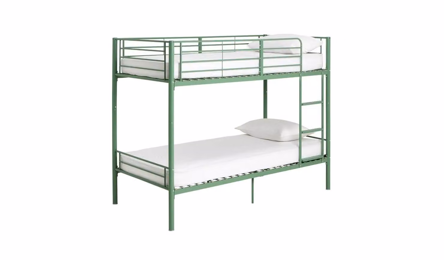 Mason Single Metal Bunk Bed in Green for Childrens Bedrooms W/D/H: 190 x 90 x 153 cm