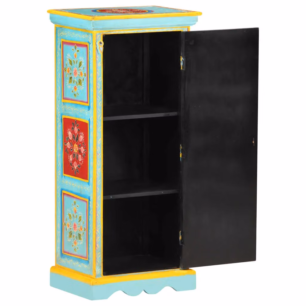 Berkfield Home Hand Painted Multicolour Floral Highboard in Solid Mango Wood, W/D/H: 40 x 30 x 90 cm – 2