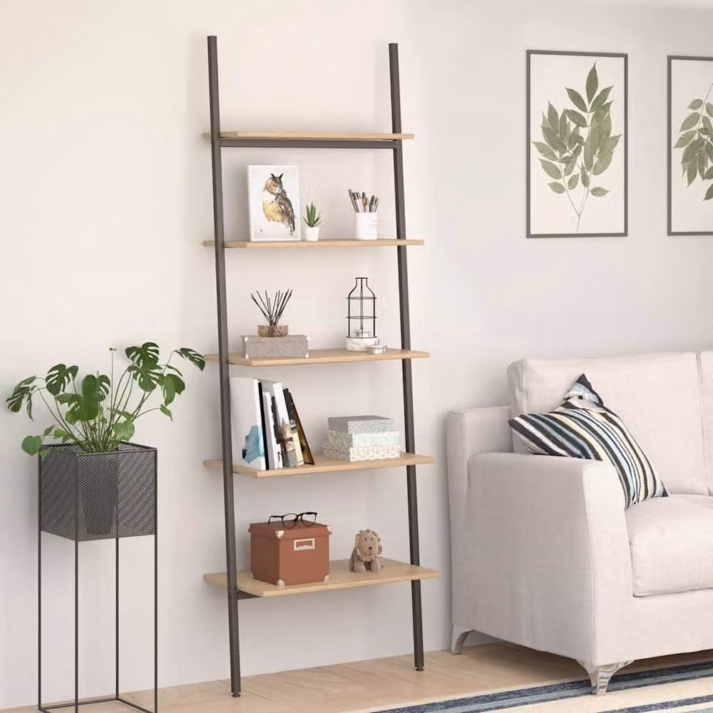 Berkfield Home 5-Tier Industrial Ladder Shelf in Brown and Black, W: 64 cm, D: 34 cm, H: 185.5 cm – 2