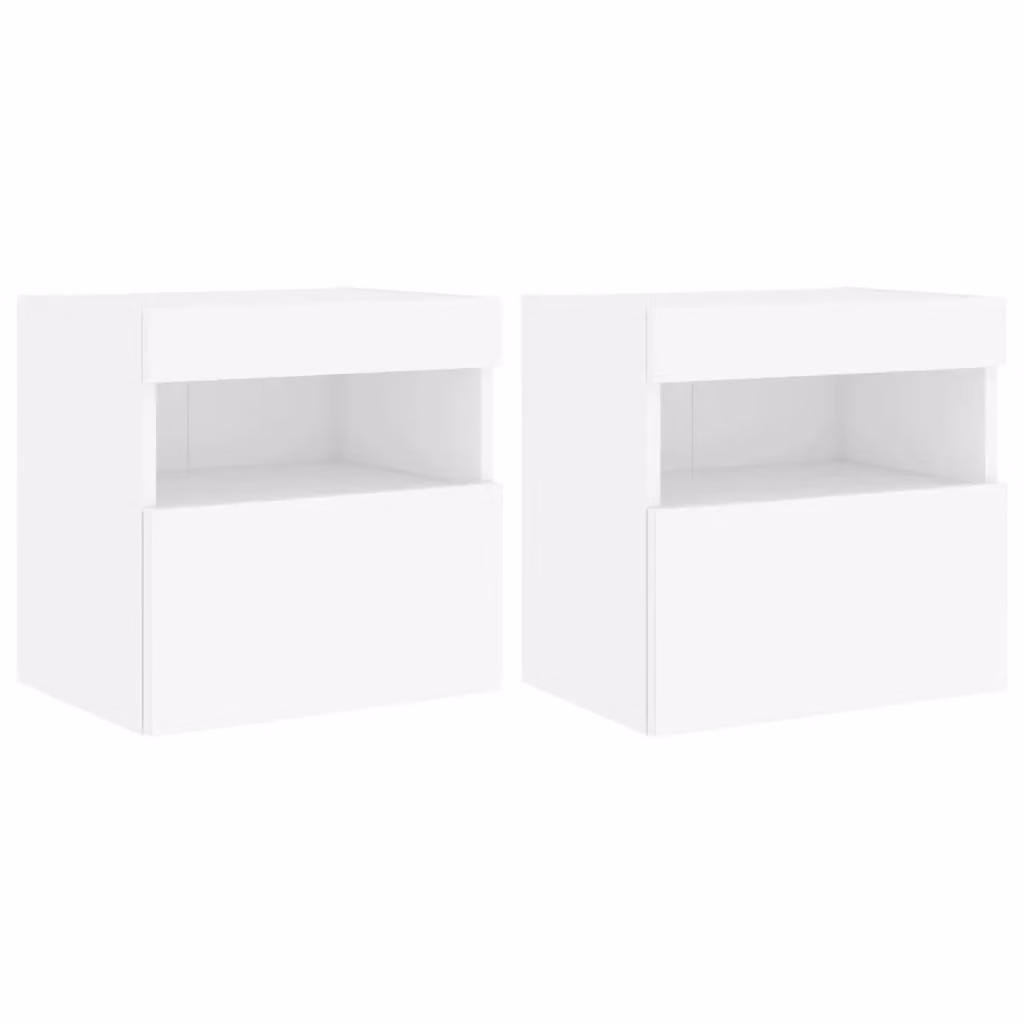Berkfield Home Modern White TV Wall Cabinets with Integrated LED Lighting, 2 Piece Set, W/D/H: 40 x 30 x 40 cm – 2