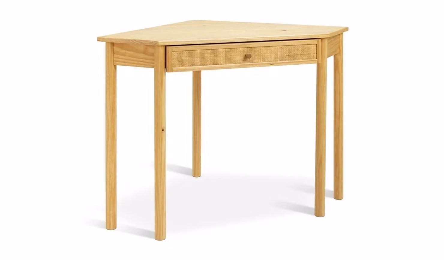 Simone 1 Drawer Corner Office Desk in Brown Wood Finish