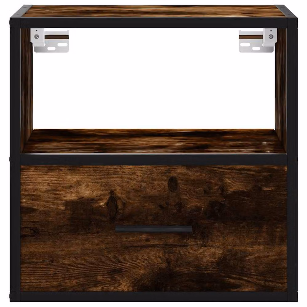 Berkfield Home Wall-mounted Bedside Cabinets, 2 Pack, Smoked Oak Brown, W/D/H: 40 x 31 x 39.5 cm – 5