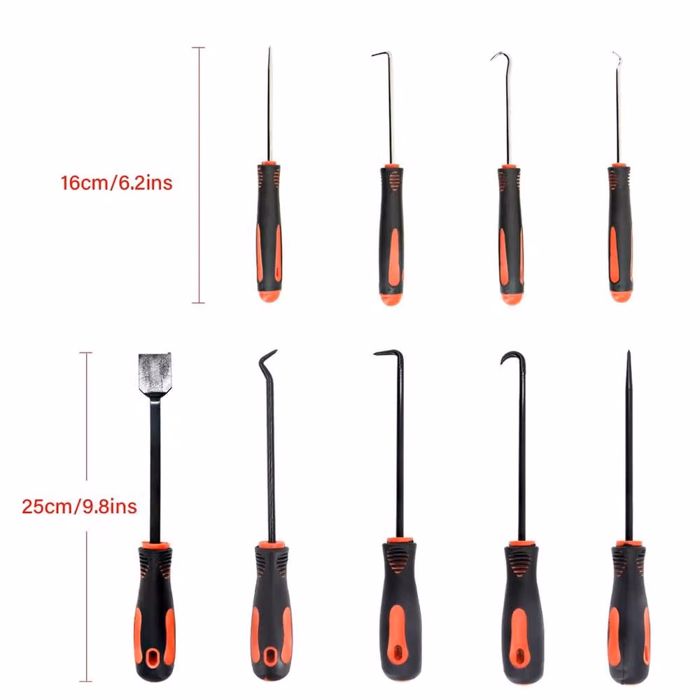 VOGREX 9-Piece Scraper, Pick and Hook Set for O-Ring Gaskets and Seals Remover in Multicolour – 2