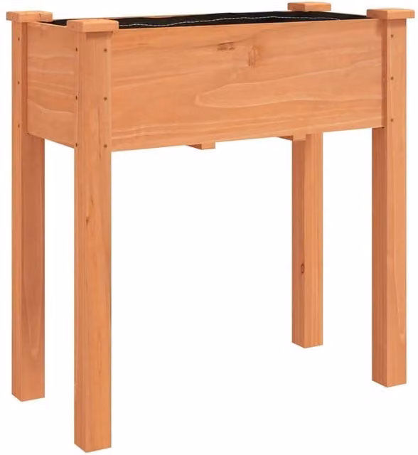 Berkfield Home Brown Solid Wood Fir Planter with Liner W/D/H: 71 x 37 x 76 cm – 1