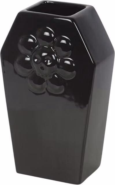 Kingsbury Gifts Black Ceramic Coffin Shaped Tabletop Flower Vase