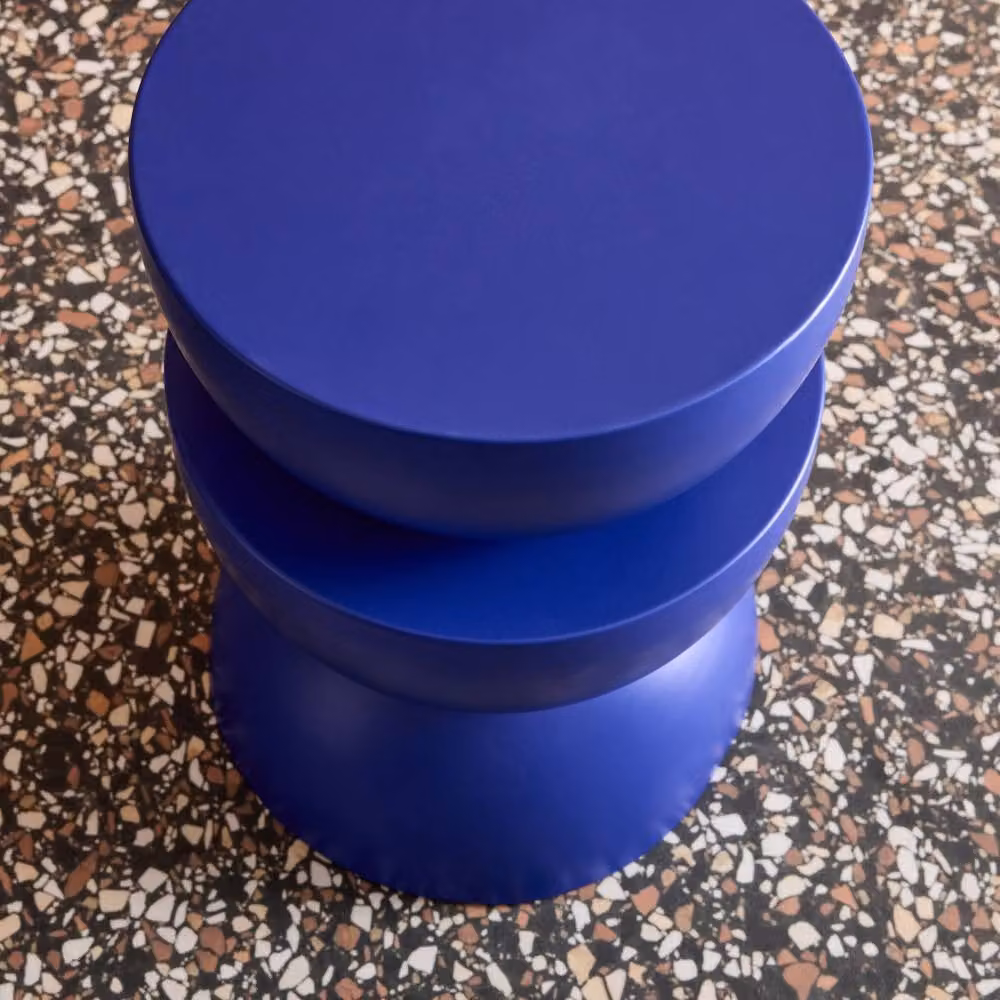 sweeek Blue Metal Round Side Table, H 46.5 cm, Diameter: 32 cm – 2