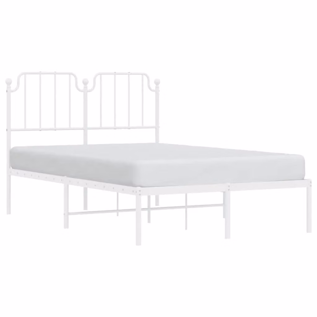 Berkfield Home Metal Bed Frame with Headboard, White, W/D/H: 120 x 200 cm – 2