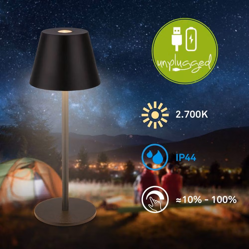 Briloner Rechargeable LED Table Lamp Black, Dimmable Touch Control, IP44 Outdoor Light, W/D/H: 6 x 6 x 16 cm – 2