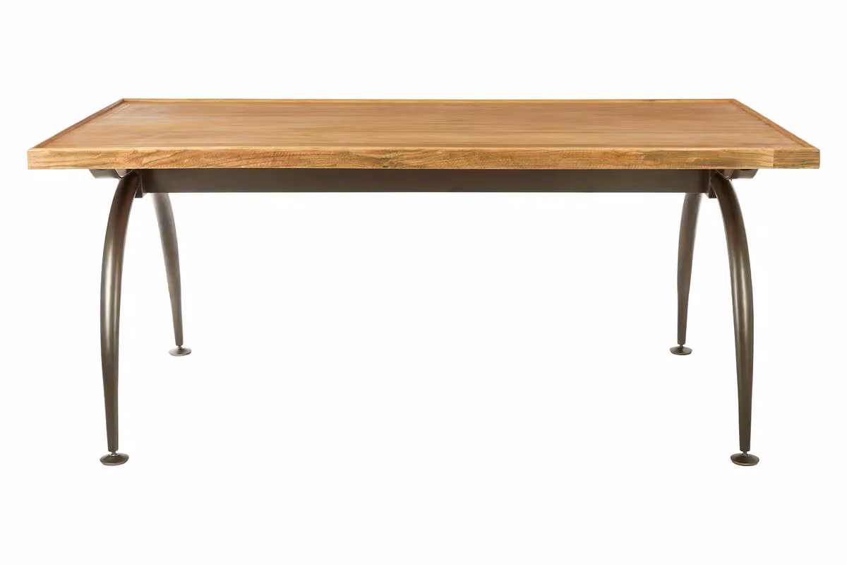 Orsina Industrial Rectangular Dining Table with Gold Finish and Wood Top – 3