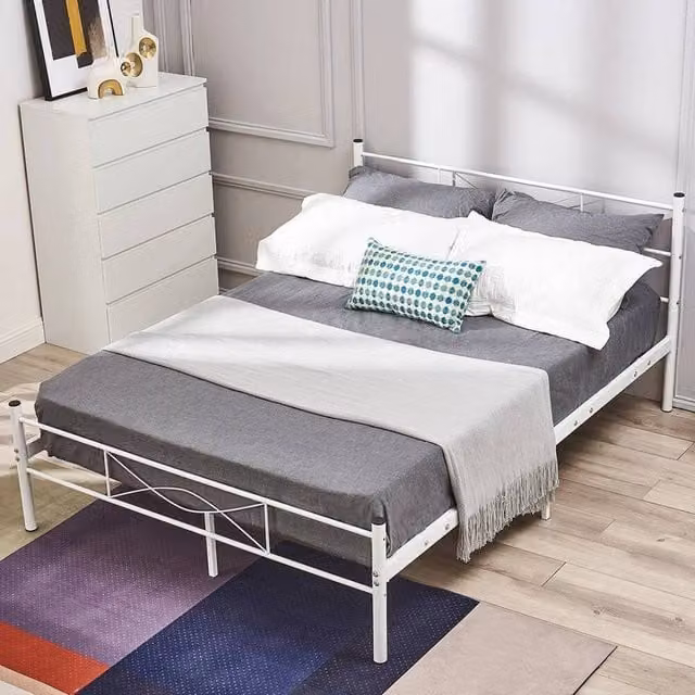 EONLION Double Metal Bed Frame, White, W/D/H: 140 x 200 cm – 1
