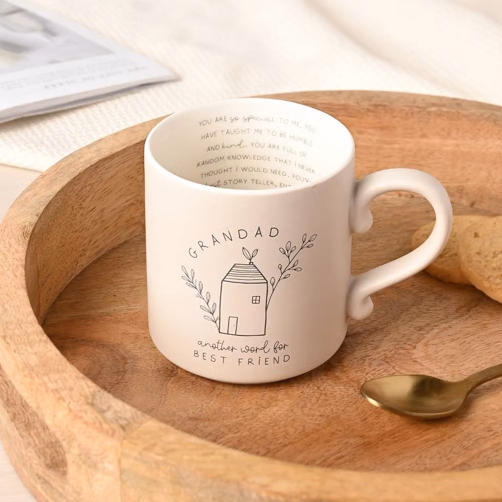Moments Men's Ceramic Mug with Grandad Inside Words in Off-White – 2