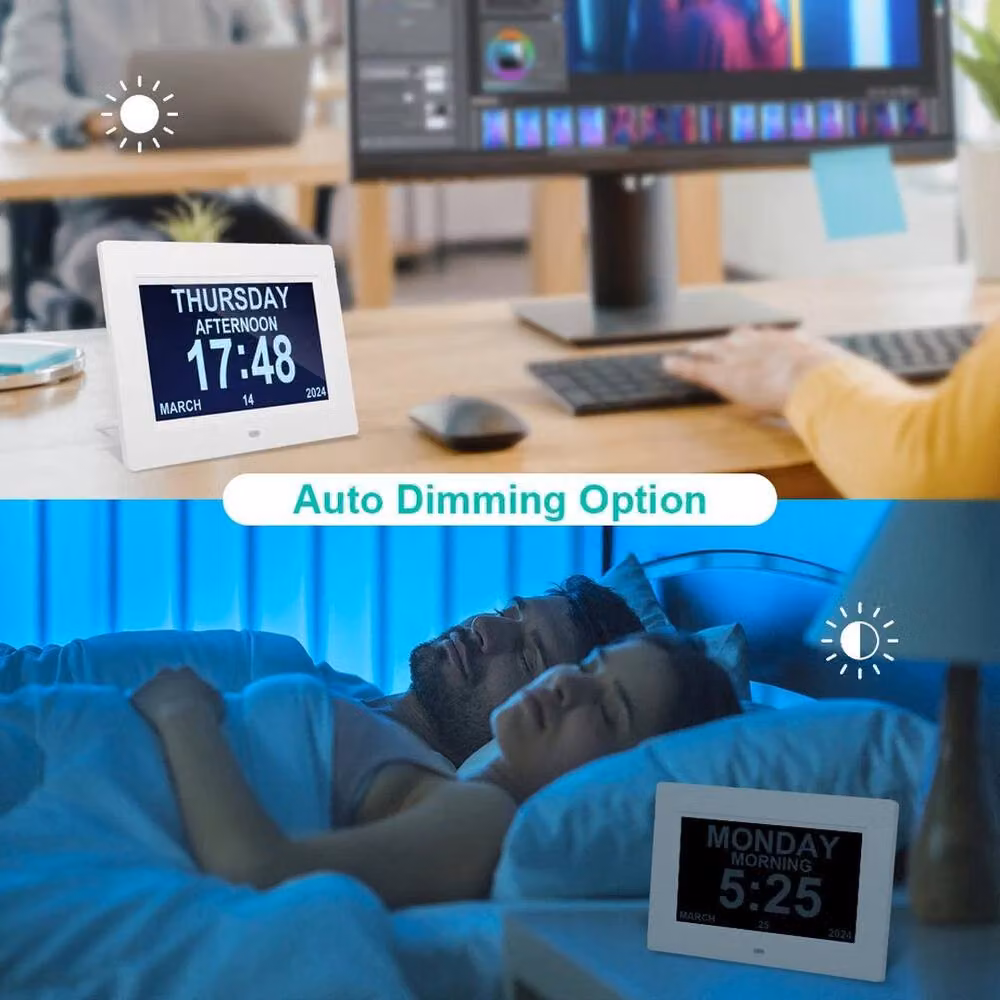 NESTLUNE Modern Digital Alarm Clock with Date Display in White, W/D/H: 100 x 15 x 15 cm – 3