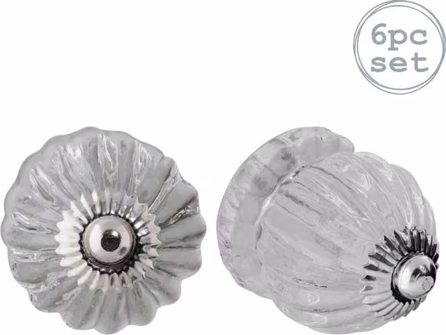 Nicola Spring Polished Clear Glass Button Cabinet Knobs, Pack of 6