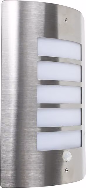 ValueLights Medlock Silver Outdoor Wall Bulkhead Light with PIR Motion Sensor and Stainless Steel Finish