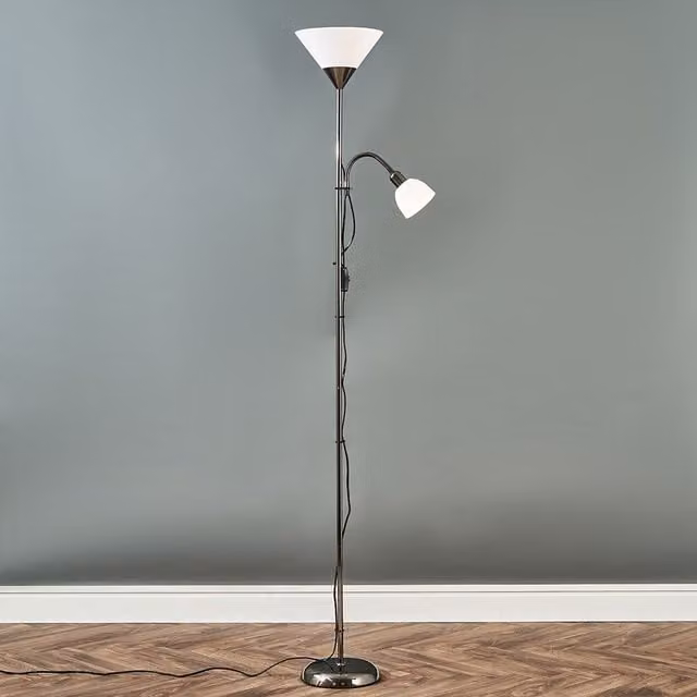 Mozz Mother and Child Adjustable Floor Lamp in Black Chrome