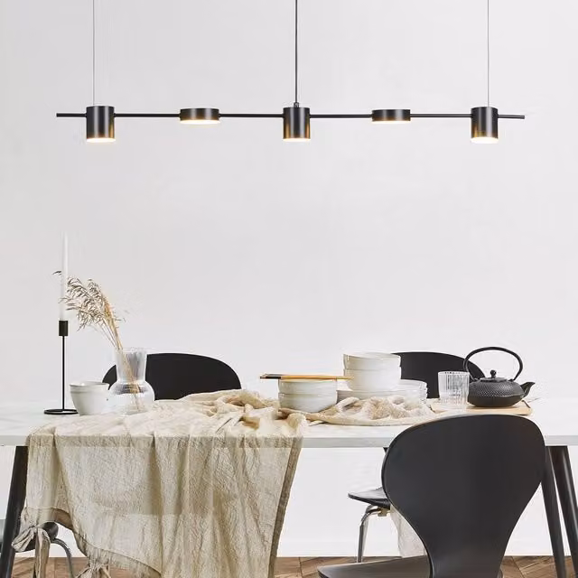 Wyld and Coco Modern Black Aluminium Five-LED Suspended Pendant Lamp
