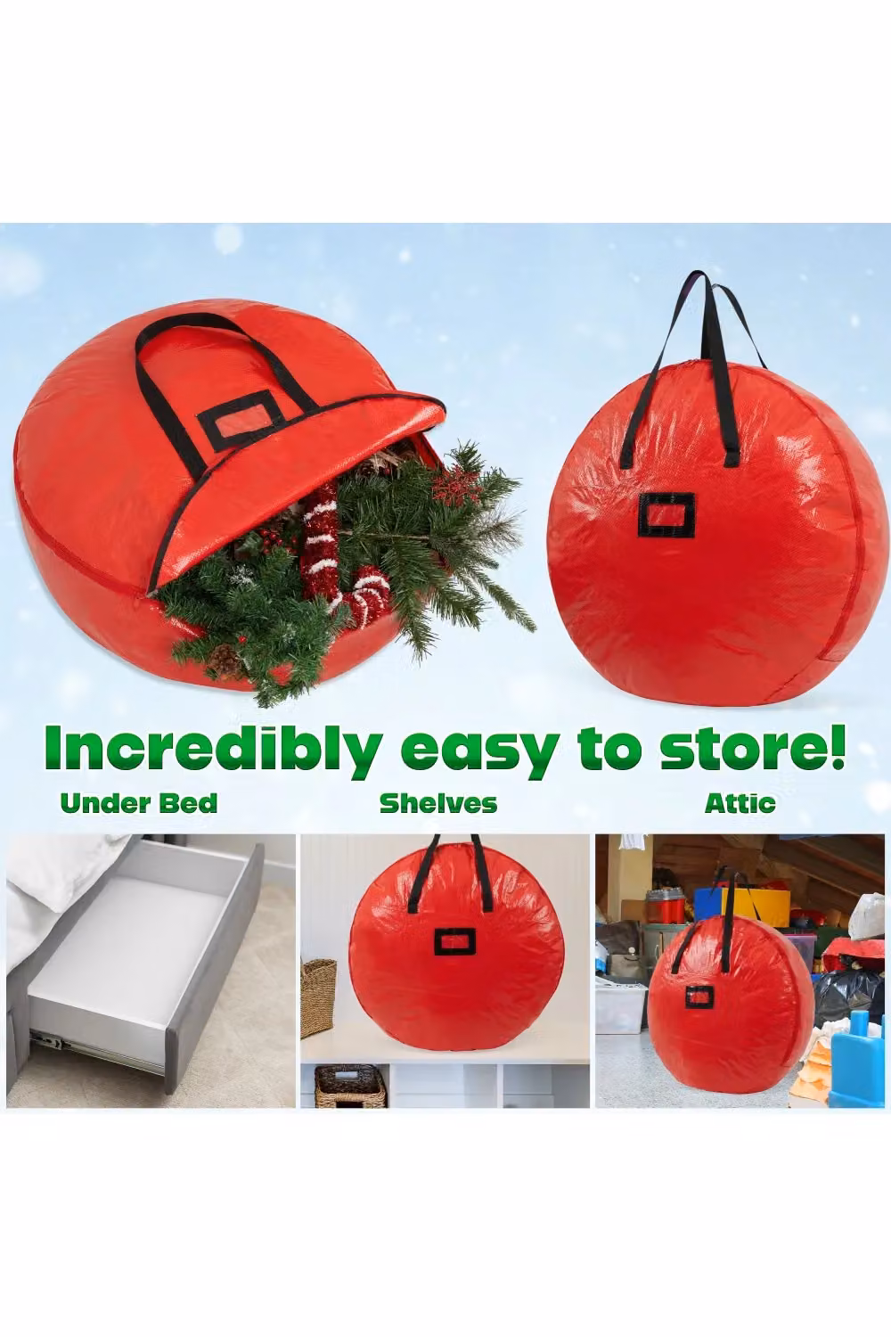 Deco Express Christmas Wreath Storage Bag in Red – 7