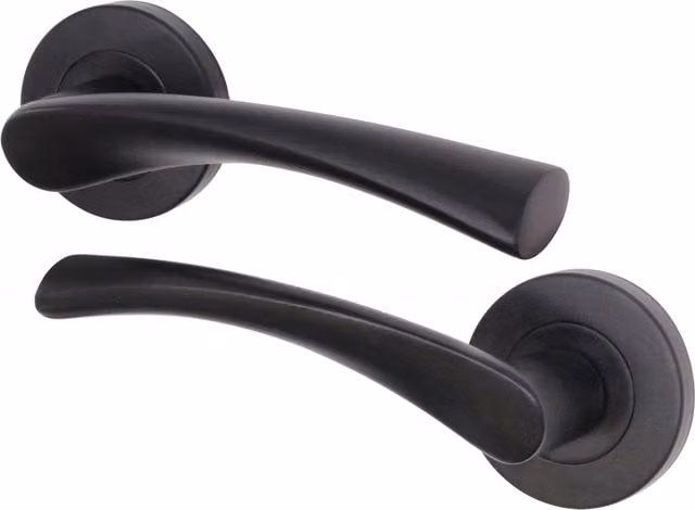 Novi Lever on Rose Door Handles, 1 Pair, Matt Black