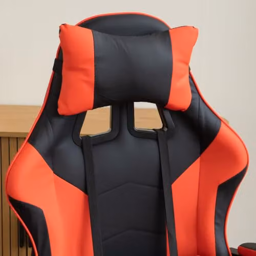 Samuel Alexander Red Faux Leather Gaming Chair with Headrest and Armrests – 3