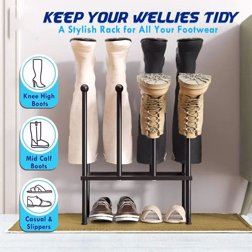 Kelvenix 4 Pair Metal Boot Stand Rack in Black – 4
