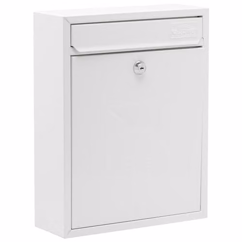 Burg-Wächter MB05 White Compact Wall Mounted Galvanised Steel Postbox W: 26 cm, H: 33 cm, D: 9 cm