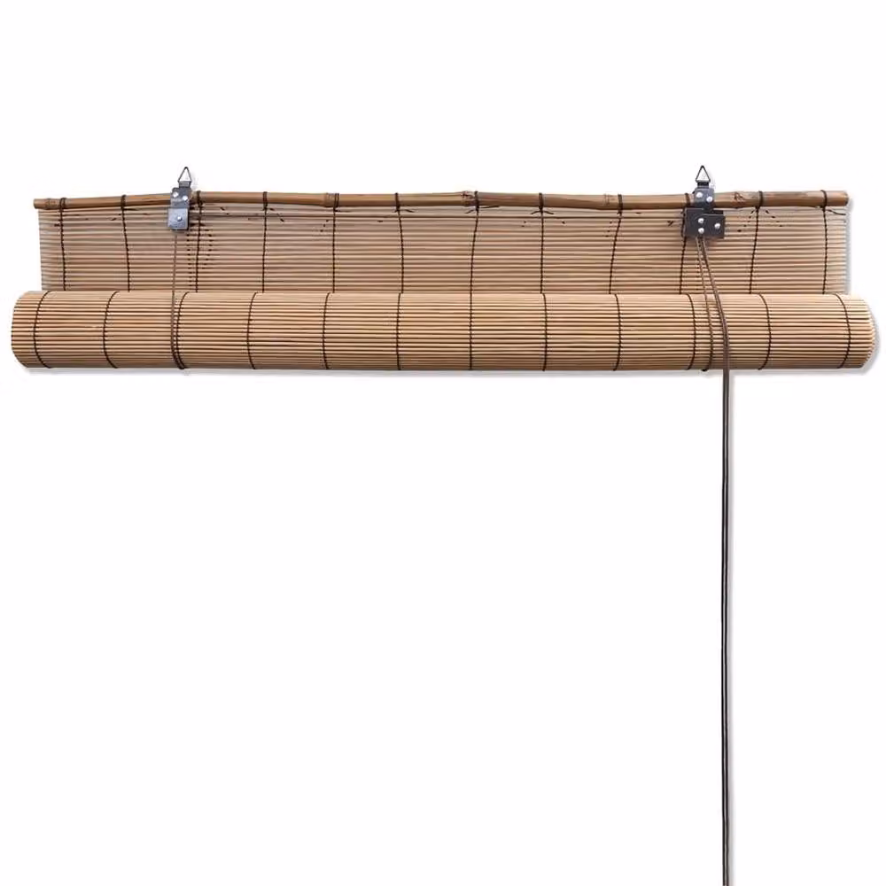 Berkfield Home Bamboo Roller Blinds, 2 Pack, Brown, W: 150 cm, H: 220 cm – 2
