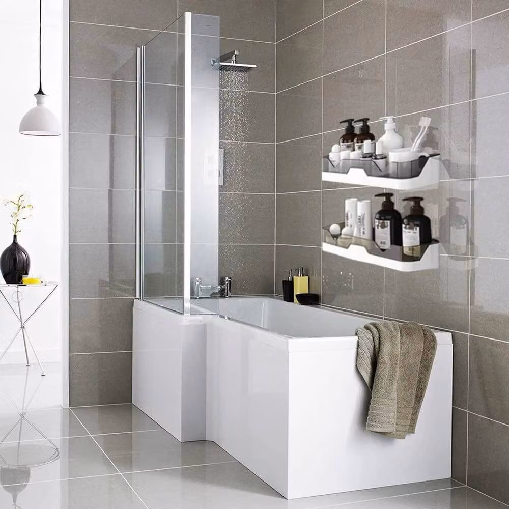 FORGEVIO Grey Wall Mounted Bathroom and Kitchen Shower Caddy Shelf Rack – 5