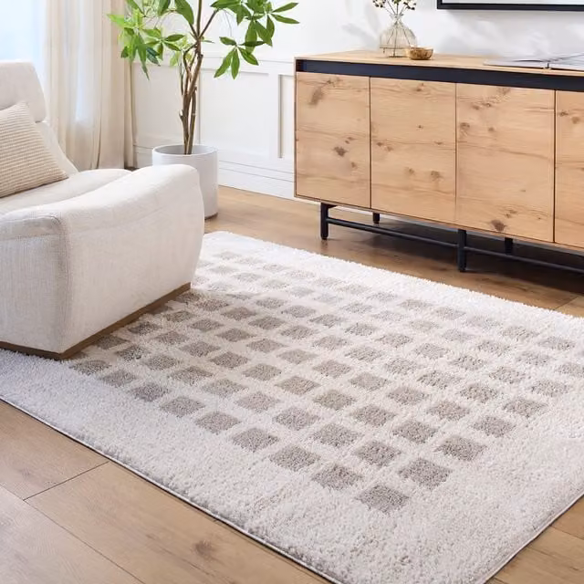 Livabliss Fossay Shag Washable High Pile Modern Rug in Mid Grey, W: 140 cm, L: 200 cm