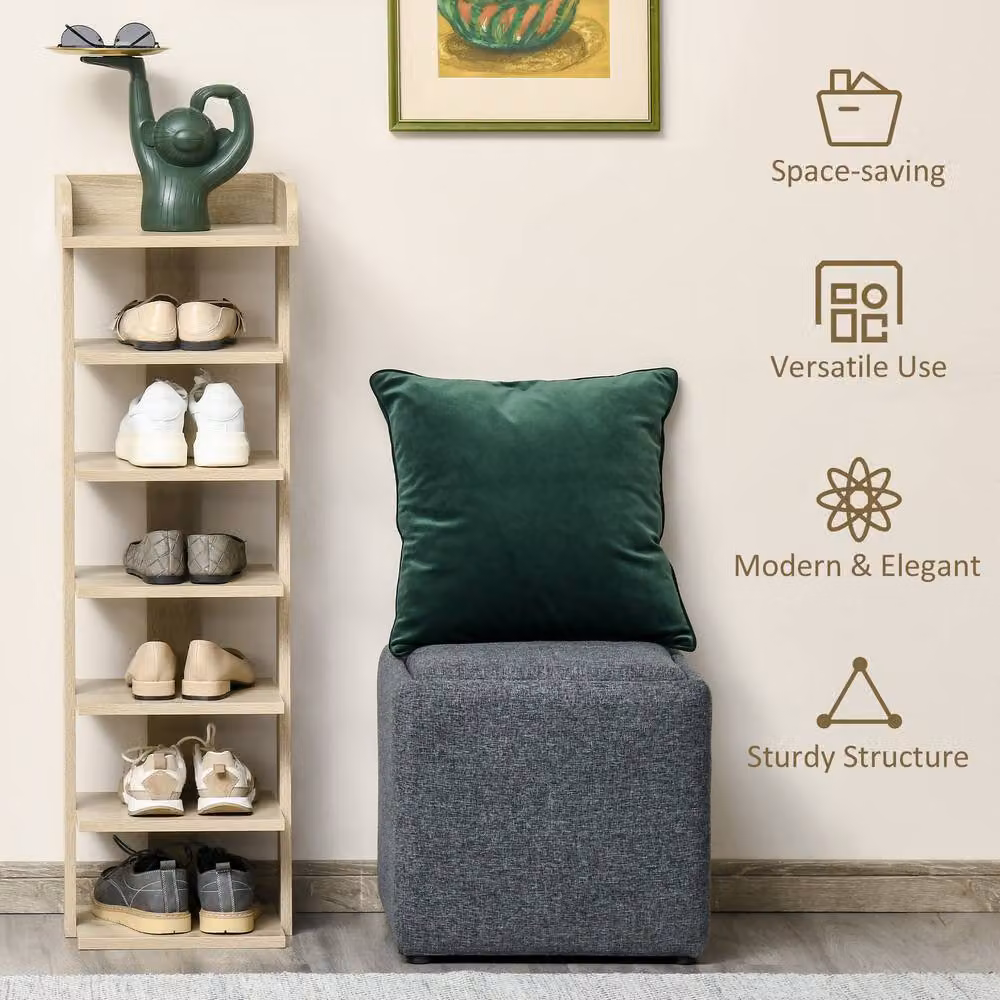 ERGOVEXA 7-Tier Oak Wood Shoe Rack Display Shelf in Brown – 4
