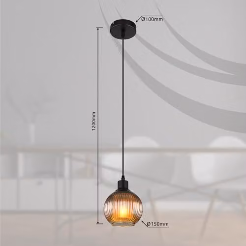 Globo Lighting Modern Sphere Pendant Light in Black with Glass Shade and Adjustable Height – 2