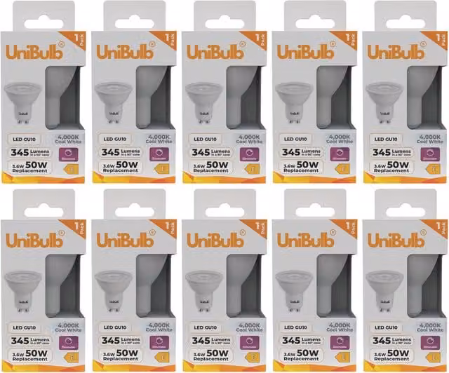 UniBulb LED GU10 Dimmable Light Bulb, 345lm, 3.6W (Replaces 50W), 4000K Cool White