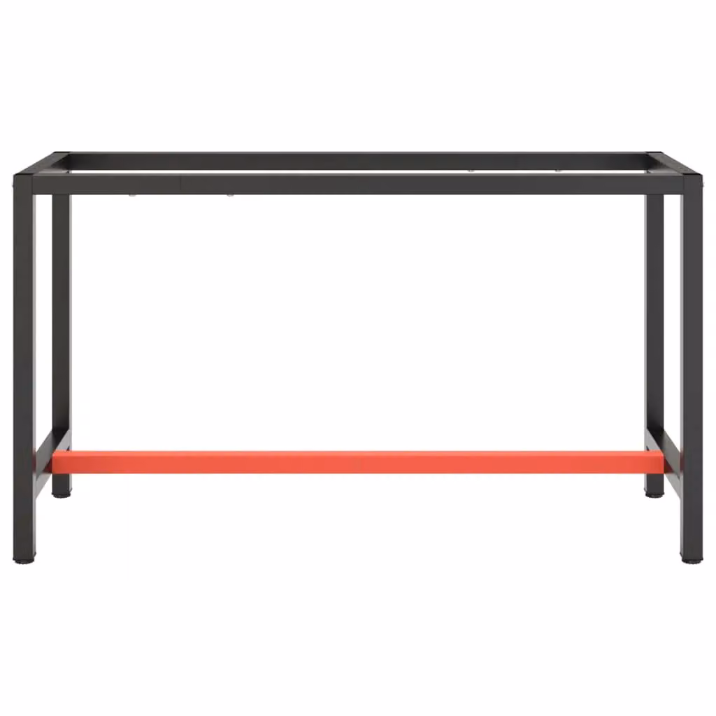 Berkfield Home Metal Work Bench Frame in Matte Black and Matte Red, W/D/H: 140 x 50 x 79 cm – 2