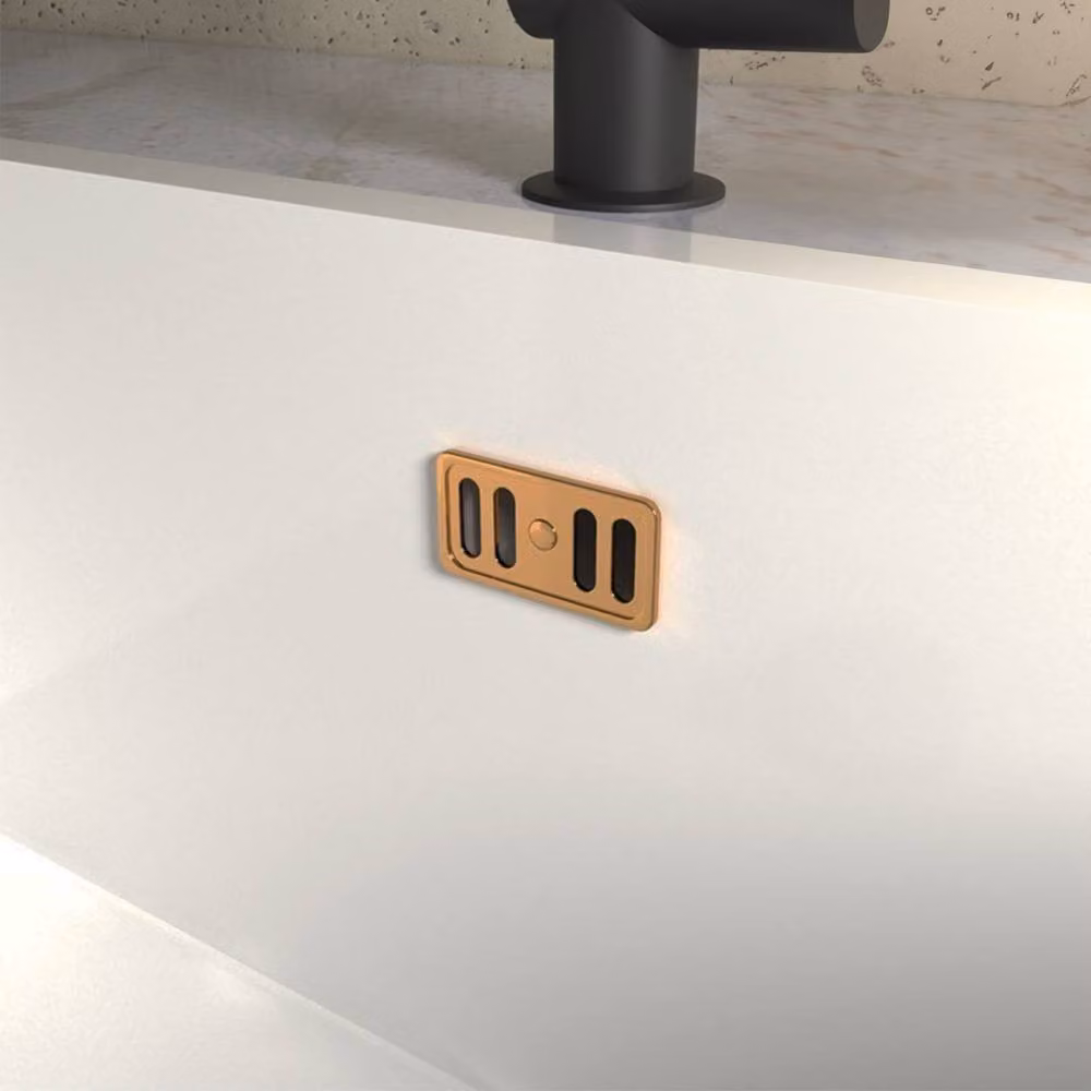 Nes Home Copper Brushed Stainless Steel Kitchen Sink Overflow Cover Plate and Bolt – 3