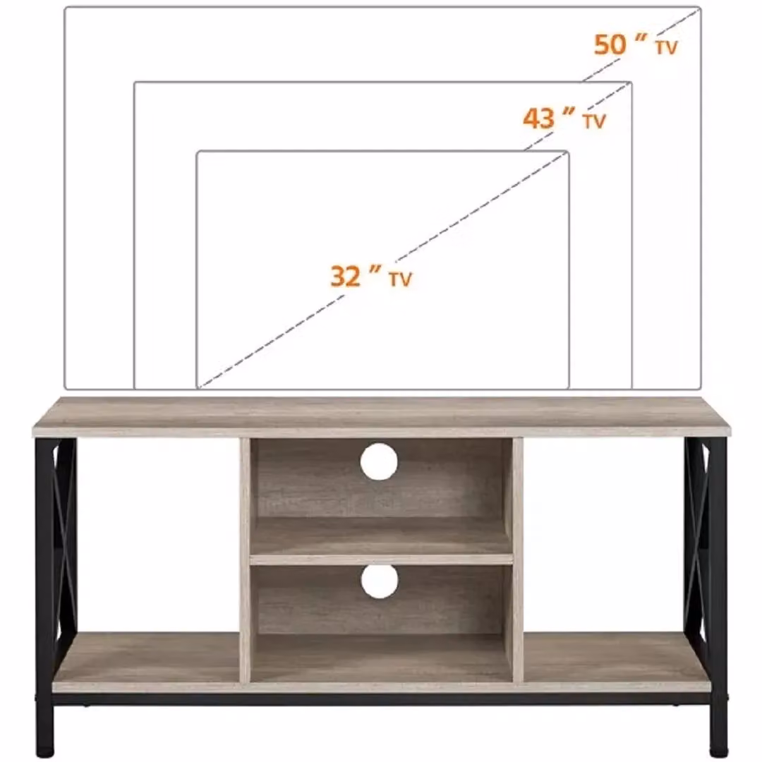 EONLION Industrial Grey TV Stand with Media Compartments and Shelves, W/D/H: 50.5 x 40 x 40 cm – 4