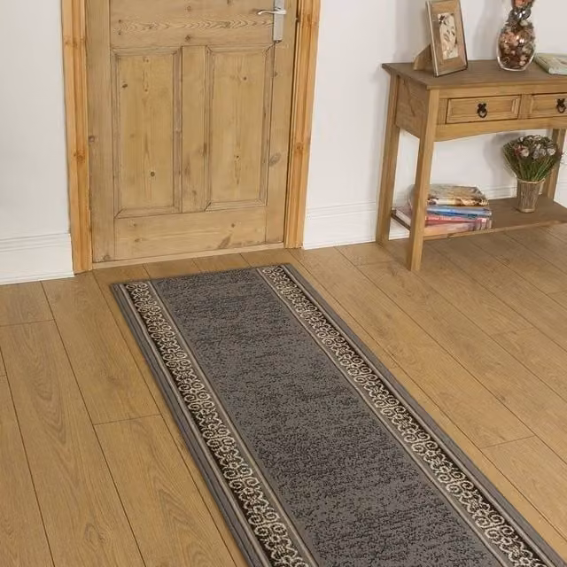 runrug Tribal Hallway Carpet Runner Rug in Grey, W: 70 cm, L: 300 cm