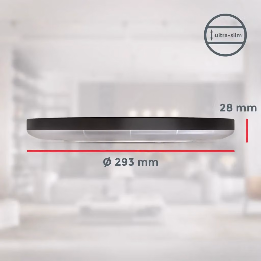 B.K.Licht Modern Round LED Ceiling Light, Black, 18W, 4000K Neutral White, 2400Lm, Ø29.3 cm, H: 2.8 cm, IP20 – 5