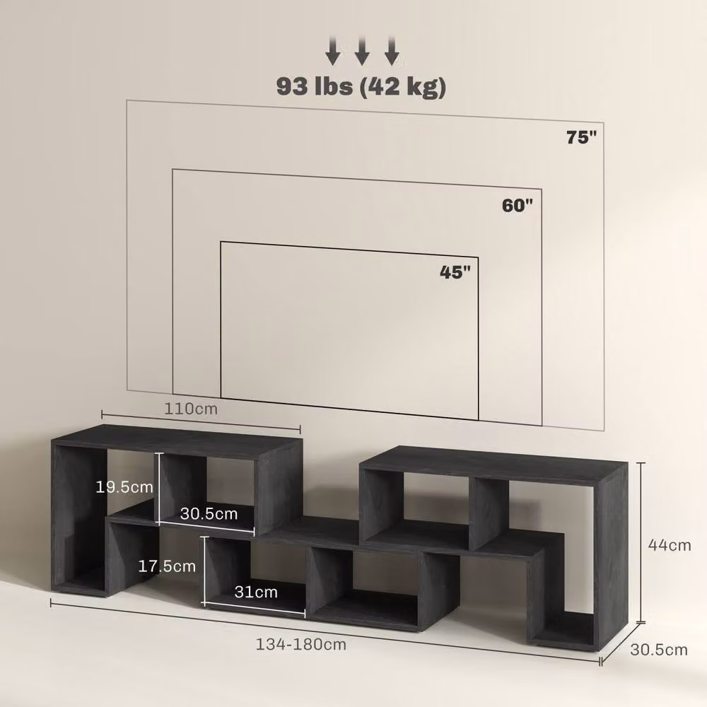 Wyld Haus Tota 134 Black Wood Effect 3 Block Modular TV Stand – 2